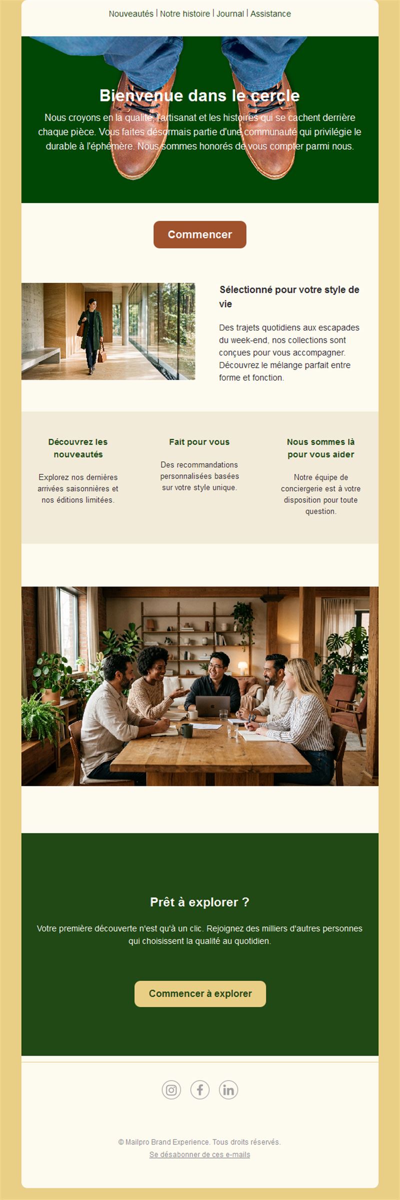 Email de bienvenue pour marque de mode