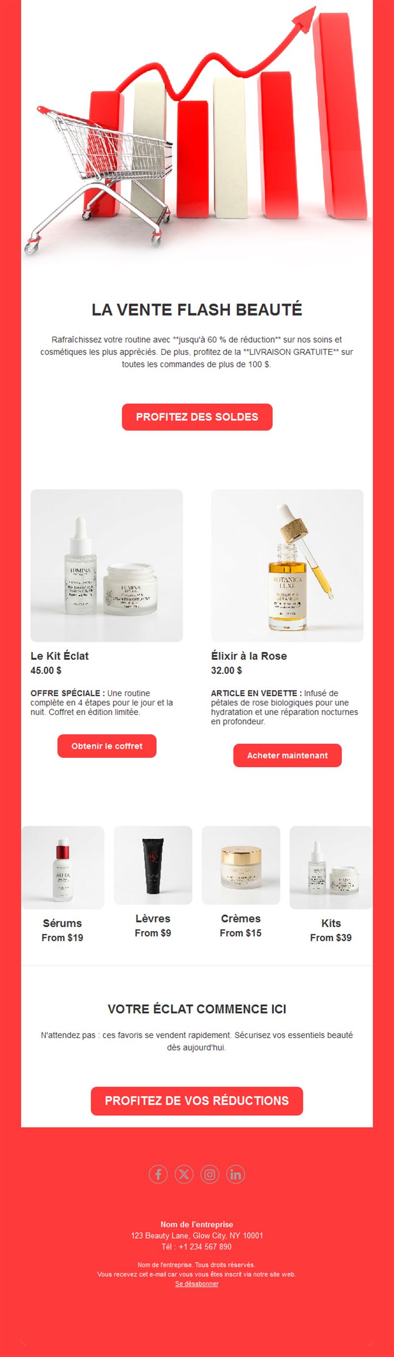 Email de vente flash beauté