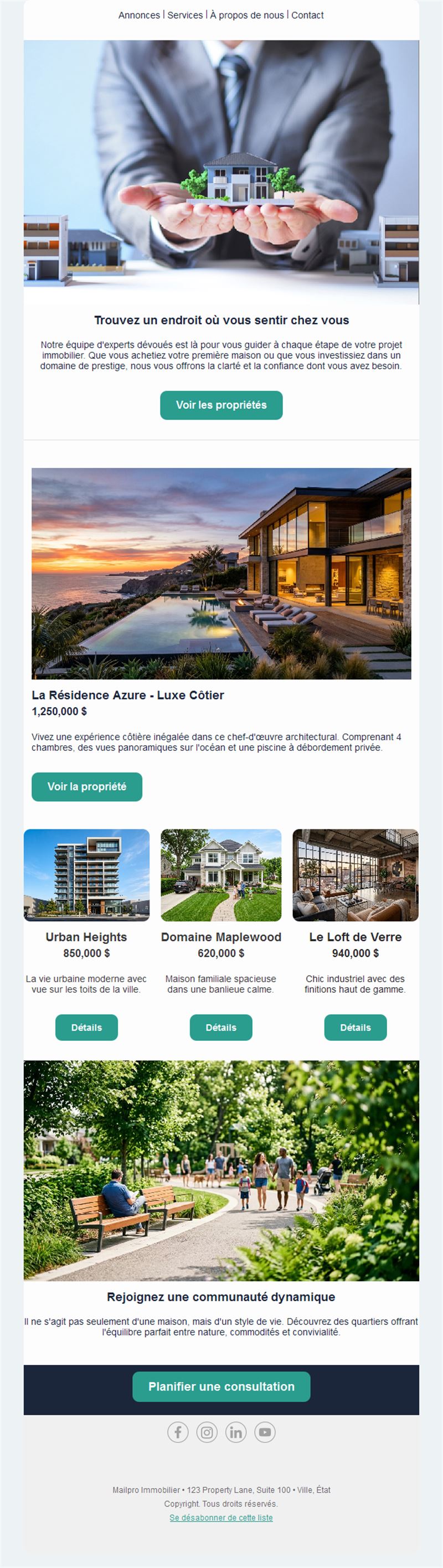 Newsletter d'annonces de biens immobiliers