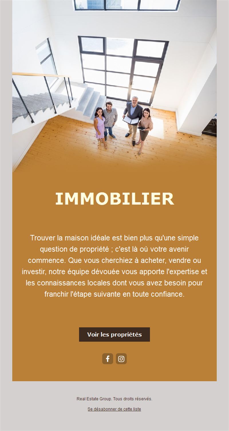 Email ocre d'agence immobilière