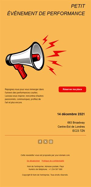 Email d'invitation à un événement avec réservation
