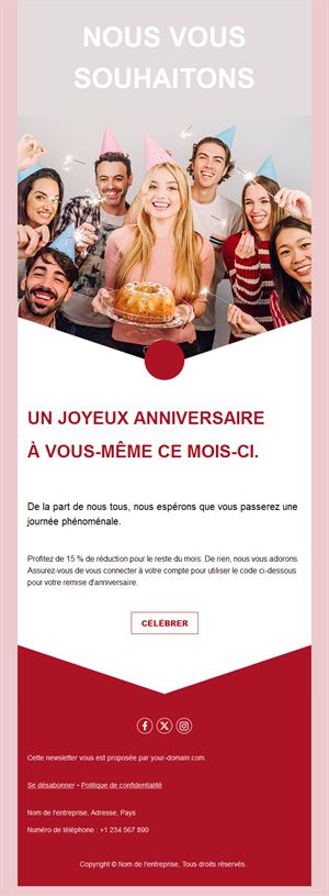 Email de remise pour le mois d'anniversaire