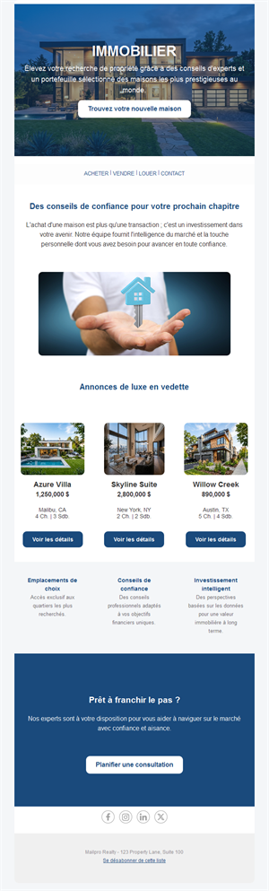 Newsletter de biens immobiliers de luxe
